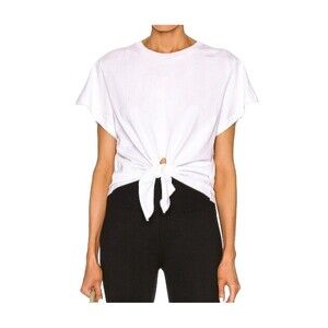 Nylora Kayla Women's  White Cotton  S/S T-Shirt Knot Front Tie Top Size M NEW